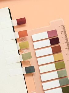 Lot de 800 notes autocollantes PET Morandi colorées, 4 styles, rétro européennes - Product Image 4