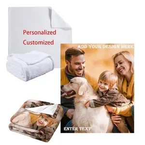 OEM commande impression personnalisée et logo blanc blanc photo couverture sublimation bébé couverture 50x60 minky flanelle couverture polaire