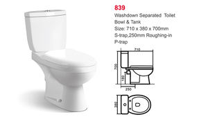 Inodoro de cerámica blanco moderno alargado de dos piezas con sistema de descarga doble y trampa en P, montado en el suelo, para venta al por mayor - Product Image 2