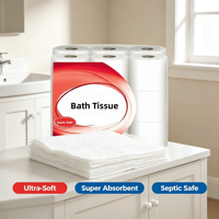Papier toilette en rouleaux, prix de gros, doux, avec logo personnalisé, en pâte de bois vierge, jetable, écologique, compatible fosses septiques, durable