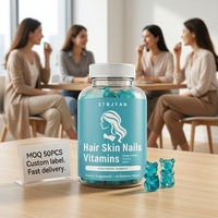Complément alimentaire en gommes à la biotine et aux vitamines pour la beauté de la peau, des cheveux et des ongles, pour adultes, favorisant la croissance des cheveux et la force des ongles, gommes en forme d'ours, OEM ODM GMP, logo personnalisé