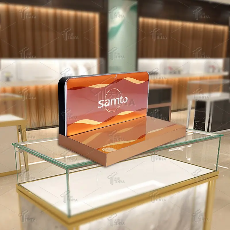 Customized Acrylic Cosmetics Displays Stand Table Top Perfume Lighted Display Stand For Cosmetics Store