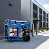Générateur diesel 9000 Watt Max YC8GF-3, puissance nominale 8 kW, 230 V 400 V, groupe électrogène diesel portable avec roues