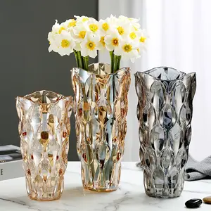 Wholesale Nordic Luxury ColorFul, Nordic Large Home Crystal VaseTulip Flared Purple Colored Glass & Crystal Vase/