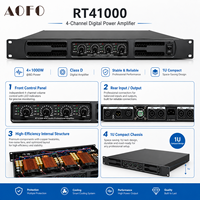 Amplificateur de puissance numérique de classe D 4 canaux AOFO RT41000 1U 1000W pour caisson de basses, système audio professionnel de scène