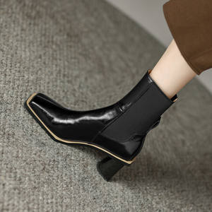 Cialisa-<span class=keywords><strong>Botines</strong></span> de piel auténtica <span class=keywords><strong>para</strong></span> <span class=keywords><strong>mujer</strong></span>, <span class=keywords><strong>botines</strong></span> elegantes de tacón alto cuadrado, botas cortas de invierno <span class=keywords><strong>para</strong></span> oficina, 2022 - Product Image 2