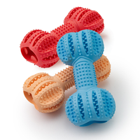 Jouet à mâcher pour chien en silicone durable sans BPA, distributeur de nourriture, haltère dentaire double pour l'entraînement des chiots