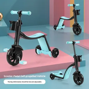 Tre In uno Scooter per bambini pieghevole per bambini e bambine triciclo bici da equilibrio <span class=keywords><strong>bicicletta</strong></span> multifunzionale per età 2-6 all'aperto - Product Image 5