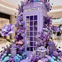 Cabine téléphonique londonienne personnalisée avec couleurs au choix, pour livre d'or audio et chemin de table fleuri, pour décoration de mariage