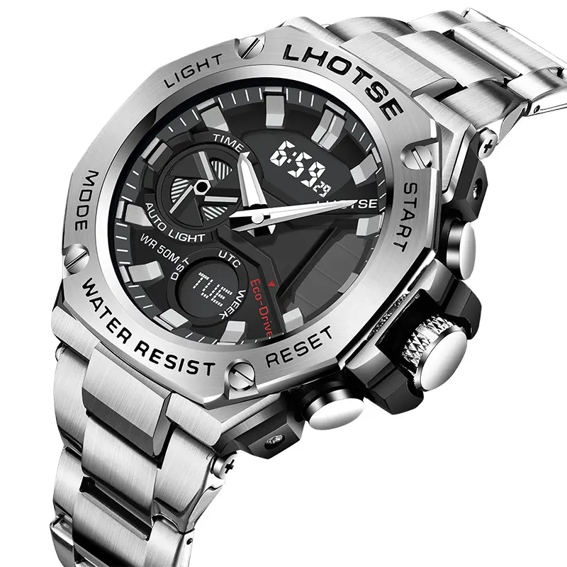 LHOTSE 3087 led dijital saatler spor saat erkekler için lüks g şok relojes hombre bilek kuvars saatler erkekler için