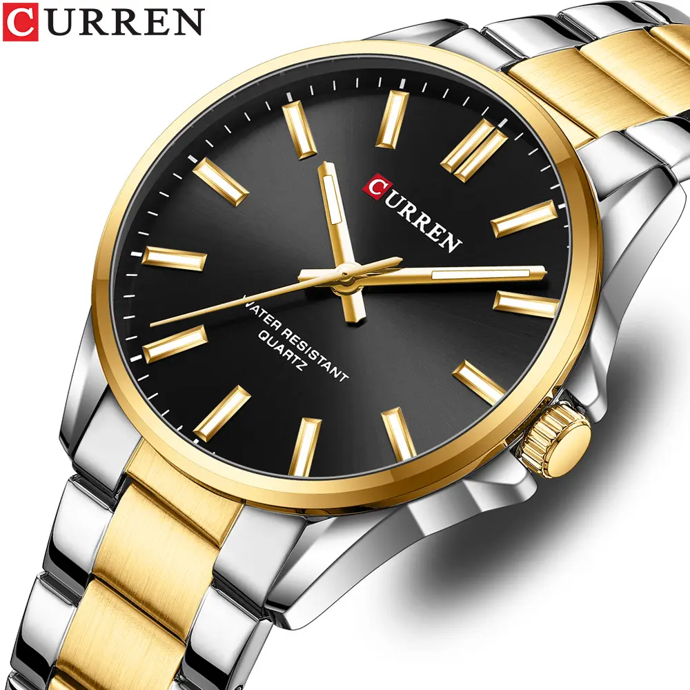 CURREN Watch 9090 Classic Fashion Brand Watches For Men Business Quartz Luminous Hands Wristwatches With Stainless Steel Strap