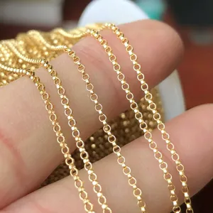Bijoux remplis d'or 14K chaîne inachevée en vrac rouleau 1.3mm chaîne de collier remplie d'or pour les résultats de fabrication de bijoux permanents