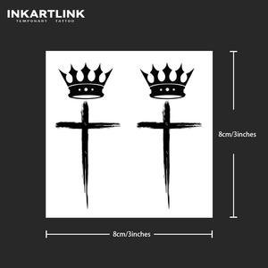 Tatuajes Temporales Clásicos de Cruz con Corona Negra, Estilo de Tinta Realista de 15 Días, Arte Corporal para Cuello y Brazos para Adultos, Venta al por Mayor - Product Image 4