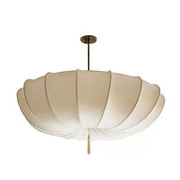 Lustre nordique français crème pour chambre à coucher, lampe suspendue LED en tissu chaud de style japonais vintage pour restaurant et salon