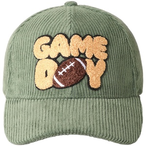 Casquette de baseball sportive à 5 panneaux pour homme, brodée, 100% coton, en velours côtelé, avec patch 3D en chenille, réglable, à pois - Product Image 4