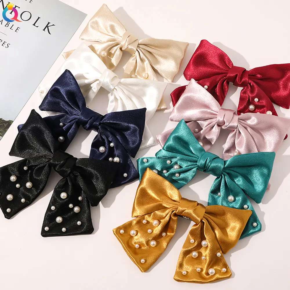 2021 Qiyue NEW Fashion Wholesale Pearl Hair Bows For Princess Outdoors Butterfly hairpins