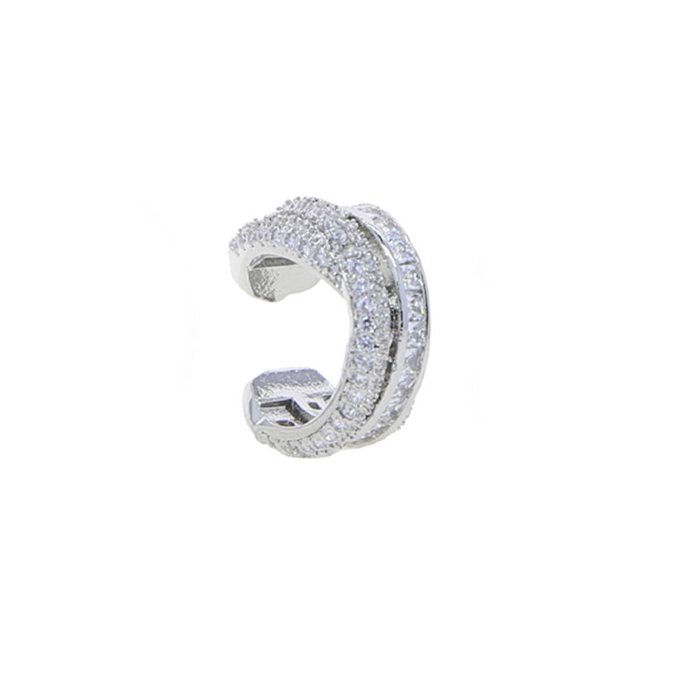 1 silver white stone ear clip