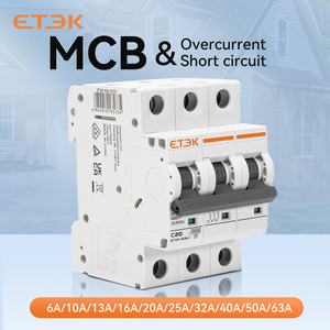 Disjoncteur miniature ETEK 6kA 1-63A 230V Courbe C 3P avec protection contre les surcharges/surtensions IEC60898-1 CE ISO9001 Rail ETM1-63H - Product Image 2