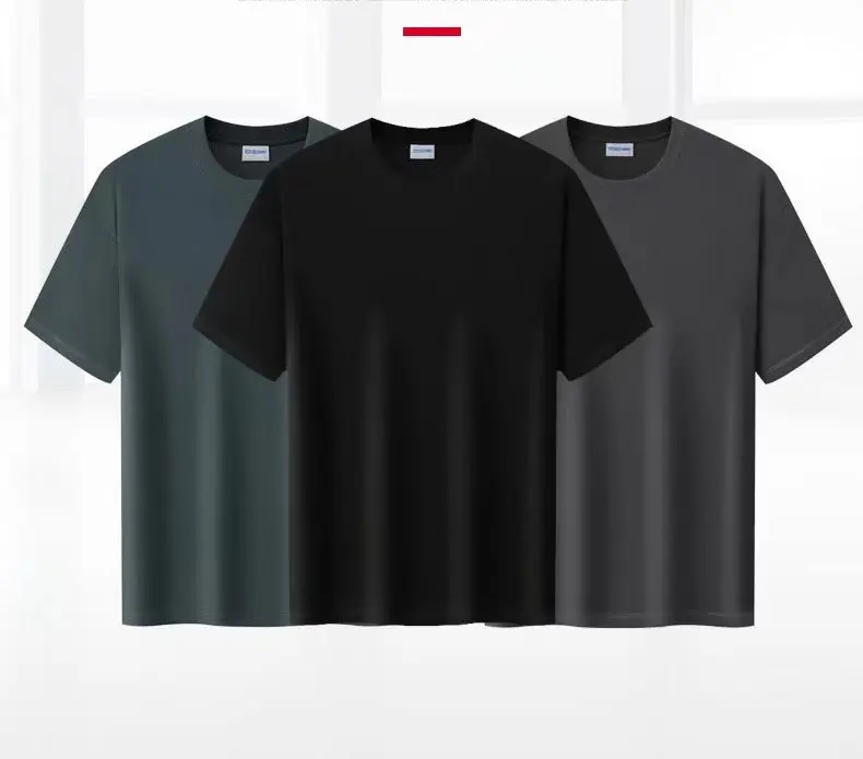 Camiseta de algodão com logotipo impresso personalizado para grupos de negócios, camiseta de publicidade pesada de manga curta de 300 gramas, roupas de trabalho