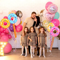 Jouets gonflables en PVC épais pour enfants de la marque Skywin, en forme de beignet et de sucette, 33 pouces, thème bonbons, accessoires de fête d'anniversaire pour piscine, pliables, faciles à ranger