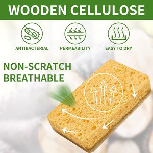 Tự nhiên Cellulose chà món ăn miếng bọt biển phân hủy sinh học sisal nhà bếp tái sử dụng có thể giặt gỗ bột giấy miếng bọt biển cho các món ăn làm sạch - Product Image 3