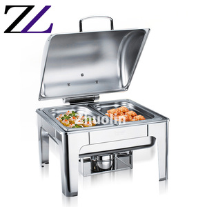 Réchauffeur d'aliments plats mallette avec couvercle en verre 6l, décoration rond doré <span class=keywords><strong>de</strong></span> <span class=keywords><strong>luxe</strong></span>, hydraulique, pour buffets, hôtel, au chaud-vaisselle pour traiteur - Product Image 5