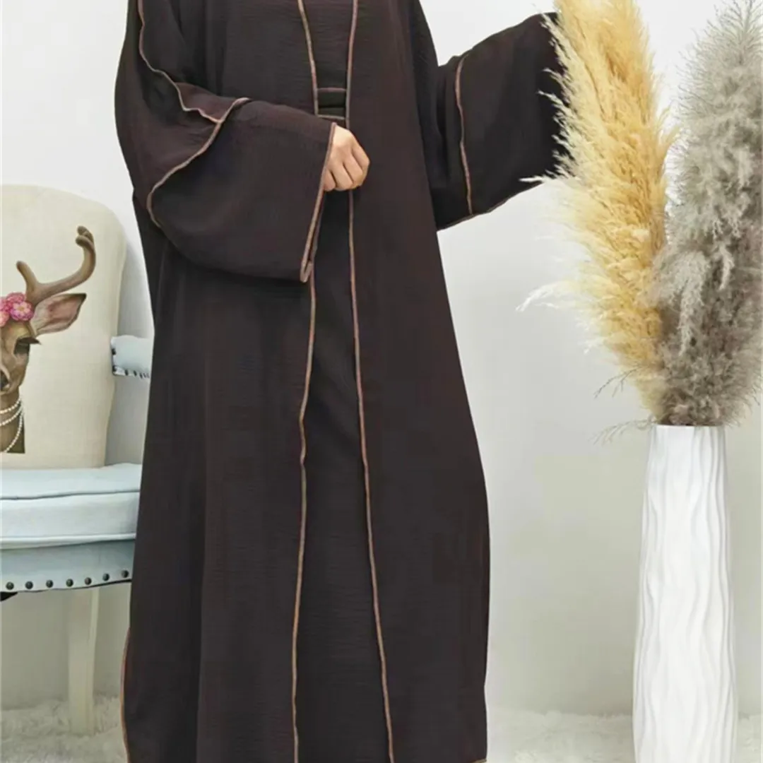 Дубайский турецкий темпераментный однотонный кардиган из двух частей, платье большого размера, женское мусульманское платье, Исламская одежда, абайя