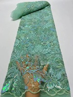 Dentelle de luxe brodée à sequins et perles pour mariage, tissu de dentelle française perlée
