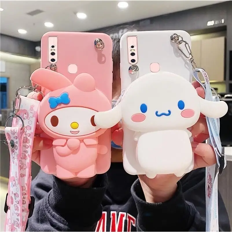 2023 Mobile Phone Bag With Lanyard Cartoon Cover Silicon Purse Phone Case For iPhone 14 Samsung Huawei Crossbody Case For Girl