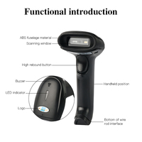 Escáner de código de barras de código QR 1D 2D Lector de mano inalámbrico/con cable USB con capacidad de papel de tamaño A4 en stock y listo para usar