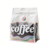 Sachets plats transparents givrés personnalisés pour café, résistants à l'humidité, de qualité alimentaire, en plastique transparent, avec fermeture éclair