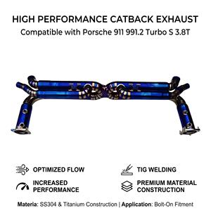 Sistema de Escape Catback Recto Vortex Blue Titanium para Porsche 911 991.2 Turbo S 3.8T Flat-6 2016-2019, Kits de Ajuste Directo - Product Image 1
