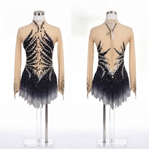 Hand Sewn Black Crystal Ice Skating <b>Dress</b> Mesh Long Sleeve Gradient Ballroom <b>Dance</b> <b>Dress</b> Professional Lyrical <b>Dance</b> Costume - Product Image 1