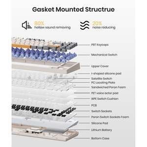 Teclado Mecánico Inalámbrico para Juegos Kisnt KN85, Diseño 75%, Retroiluminación RGB, Interruptores Intercambiables en Caliente, Programable, Incluye Baterías C para PC - Product Image 6