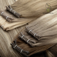 Ekstensi Rambut Rusia Tipis Tak Terlihat Genius Weft Double Drawn Human Hair Genius Weft