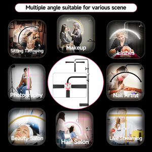 Lámpara de pie profesional con diseño de media luna para extensiones de pestañas y decoración de salones, con luz de relleno fotográfico en forma de ojo de media luna. - Product Image 3