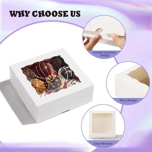 SLShePack Lot <span class=keywords><strong>de</strong></span> 20 boîtes en carton pour aliments pour bébés avec fermeture magnétique et fenêtre transparente - 5x5x2 pouces, personnalisables, pour chocolats enrobés - Product Image 3