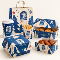 Boîte en papier jetable personnalisée avec logo pour emballage alimentaire de hamburgers, poulet frit et frites – Fabricant de contenants pour services rapides