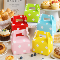 Boîte cadeau à poignée personnalisée OEM avec imprimé à pois colorés pour l'emballage en lot de desserts d'usine de confiserie