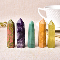 Baguette de cristal de Quartz Rose Améthyste Naturelle Style Feng Shui Point Sculpté Énergie Guérison Minérale Artisanat Tour Cadeau Maison