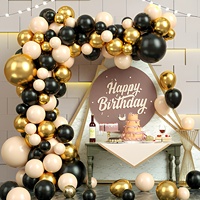 Nouvel Arrivage Kit Arche de Ballons Couleur Noir Doré Rose Poudré pour Décoration de Fête, Anniversaire, Remise de Diplôme, Fond de Scène