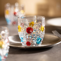 Gobelet en verre coloré peint à la main 350 ml, épaissi et résistant à la chaleur, pour jus, lait, thé, usage domestique, bureau, café