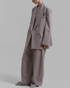 <strong>New</strong> Fashion Design <strong>Spring</strong> <strong>New</strong> Women's Loose Casual Double Breasted Suit Jacket <strong>and</strong> Wide Leg Pant Linens Set - Product Image 2