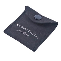 Petite pochette cadeau personnalisée en microfibre de daim noir de 1.1mm d'épaisseur pour bijoux fins