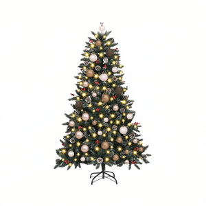 Árbol de Navidad Artificial Verde de 59.06 Pulgadas con 150 Luces LED Blanco Cálido, Decoración Festiva, Control Manual, Enchufe de Pared - Product Image 1