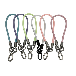 Colorful Polyester Soft Rope Handmade Short Woven Mobile Phone Lanyard 30cm Factory Supply Mega Brand Metal Hook