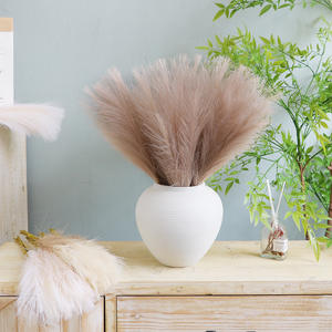 Herbe de la pampa réaliste à deux branches, faite à la main, décoration de mariage moderne, fleurs séchées en soie, roseaux artificiels transfrontaliers - Product Image 3