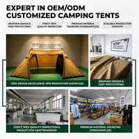 Tente de camping de glamping double étage pour l'extérieur avec tissu Oxford, résistante au vent et à la pluie, quatre saisons, 2-3 personnes, portable, une chambre