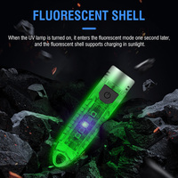 Lampe torche portable Boruit 400 lumens, format porte-clés, étanche IPX6, mini lampe de poche rechargeable par USB-C, lumière LED fluorescente UV