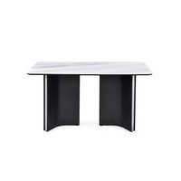 Ensemble de table à manger moderne de luxe avec 4 chaises, plateau rectangulaire en marbre et pieds en acier inoxydable pour la maison, le bureau, l'hôtel ou la villa